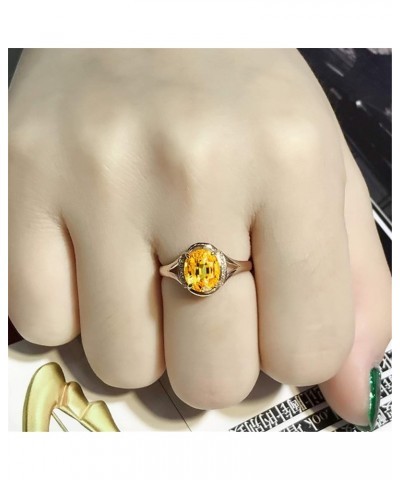 18K Yellow Gold Yellow Citrine and CZ Women's Engagement Ring (2 Ct Oval Gemstone Birthstone, Available 6,7,8,9,10) (8) 7 $9....