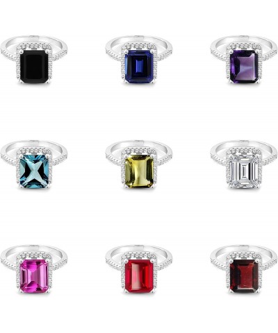 Choose Your Color Gemstone Emerald Cut Engagement Ring 925 Sterling Silver Halo Latest Design Proposal Ring Chakra Healing Bi...