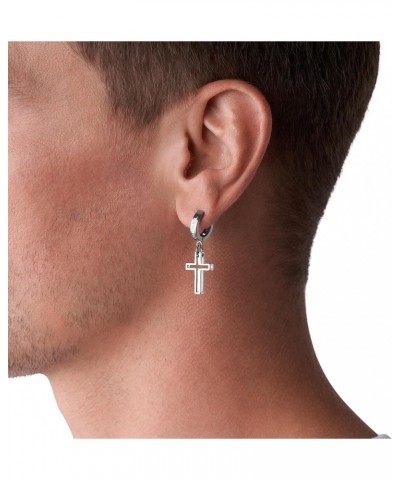 All-Gender Stainless Steel Earring Silver Cross $39.02 Earrings