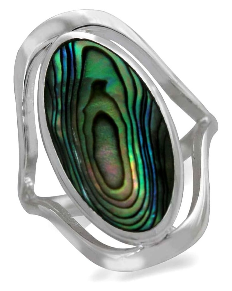 925 Sterling Silver Stone or Shell Inlay Simple Southwest Style Ring Jewelry for Women and Teens abalone/paua shell $13.83 Ot...