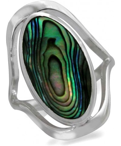 925 Sterling Silver Stone or Shell Inlay Simple Southwest Style Ring Jewelry for Women and Teens abalone/paua shell $13.83 Ot...