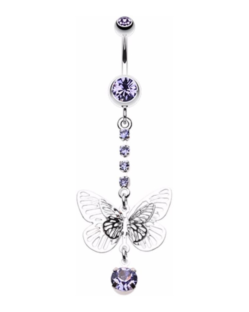 Sparkle Flutter Butterfly 316L Surgical Steel Belly Button Ring Tanzanite $8.40 Body Jewelry