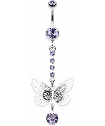 Sparkle Flutter Butterfly 316L Surgical Steel Belly Button Ring Tanzanite $8.40 Body Jewelry