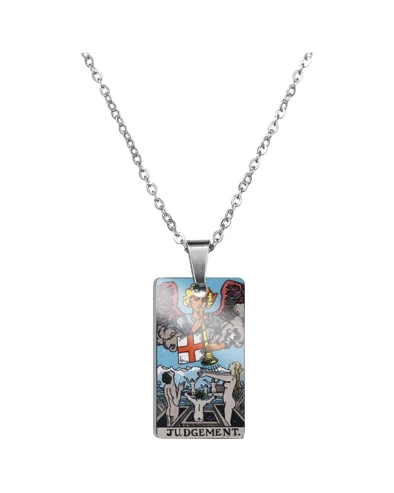 925 Sterling Silver Gothic Tarot Card Necklace For Women And Men - Sun Star Moon Strength Justice Pendant Necklaces Lucky Amu...