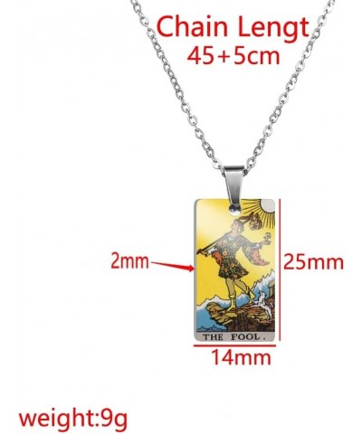 925 Sterling Silver Gothic Tarot Card Necklace For Women And Men - Sun Star Moon Strength Justice Pendant Necklaces Lucky Amu...