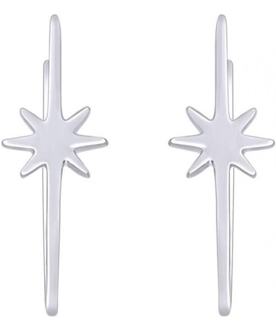 14k Gold Plated 925 Sterling Silver Minimalist Falling Star Ear Climber Stud Earrings For Women white-gold-plated-silver $16....