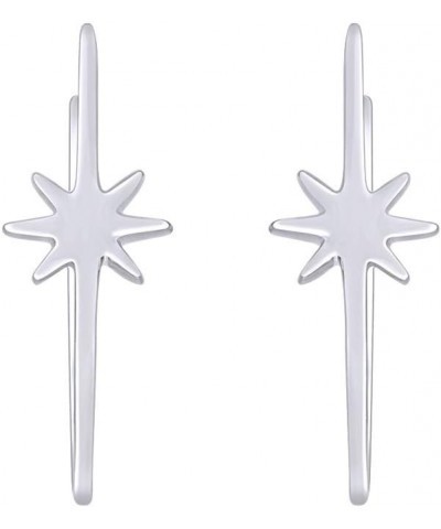 14k Gold Plated 925 Sterling Silver Minimalist Falling Star Ear Climber Stud Earrings For Women white-gold-plated-silver $16....