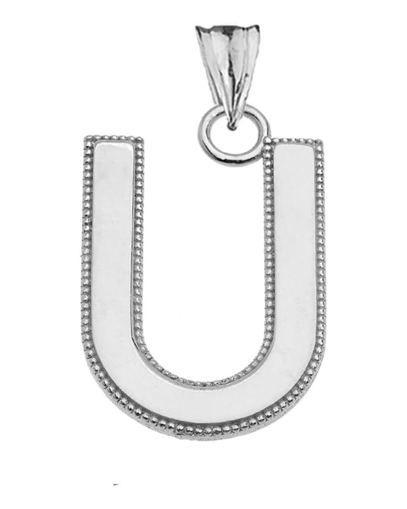 Elegant Sterling Silver Personalized Milgrain Initial A-Z Charm Pendant in Satin Finish U $9.53 Necklaces