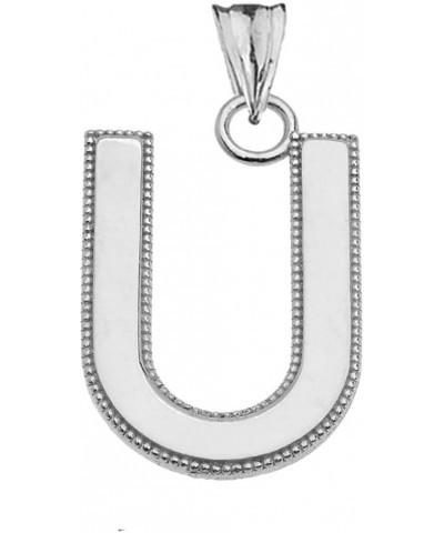 Elegant Sterling Silver Personalized Milgrain Initial A-Z Charm Pendant in Satin Finish U $9.53 Necklaces