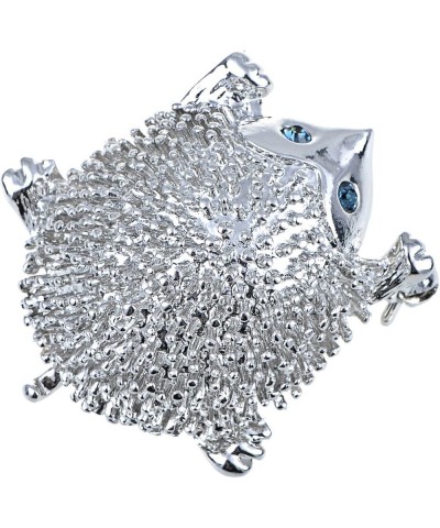 Silvery Tone Blue Crystal Rhinestone Cute Hedgehog Porcupine Critter Animal Brooch Pin $11.75 Brooches & Pins