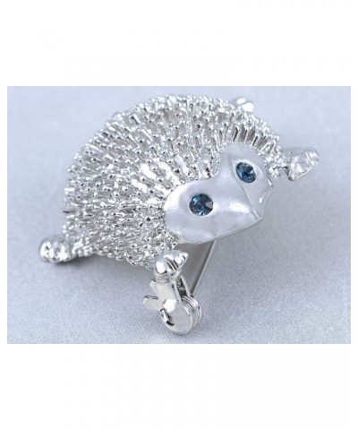 Silvery Tone Blue Crystal Rhinestone Cute Hedgehog Porcupine Critter Animal Brooch Pin $11.75 Brooches & Pins