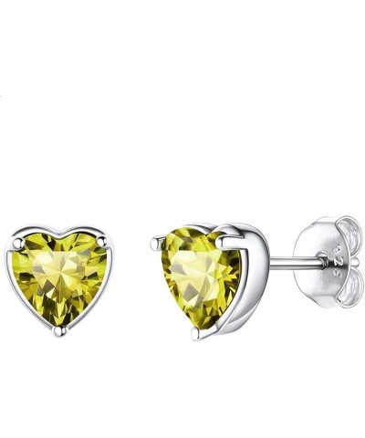 2 Pairs Authentic Sterling Silver Heart Birthstone Stud Earrings 6mm 0.84 Carat Cubic Zirconia Diamond Gemstone Hypoallergeni...