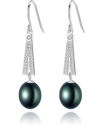 Pearl Earrings for Women With Genuine 8-10mm AAAA Quality Grey Tahitian Cultured Pearls Earring | 925 Sterling Silver Plated ...