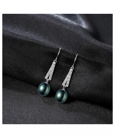 Pearl Earrings for Women With Genuine 8-10mm AAAA Quality Grey Tahitian Cultured Pearls Earring | 925 Sterling Silver Plated ...