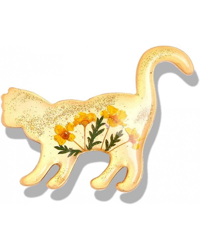 Enamel Flower Cat Brooch Pin for Women Girls Gold Plated Fashion Animal Kitten Pet Brooches Lapel Pins Cute Dress Accessories...