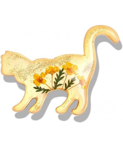 Enamel Flower Cat Brooch Pin for Women Girls Gold Plated Fashion Animal Kitten Pet Brooches Lapel Pins Cute Dress Accessories...