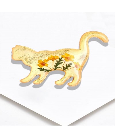 Enamel Flower Cat Brooch Pin for Women Girls Gold Plated Fashion Animal Kitten Pet Brooches Lapel Pins Cute Dress Accessories...