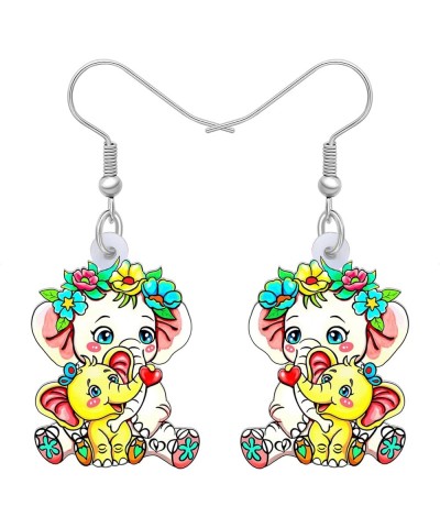 Cute Elephant Earrings Dangle Acrylic Hypoallergenic Hook Jewelry Creative Gifts for Women Girls Charms Holiday Decorations W...