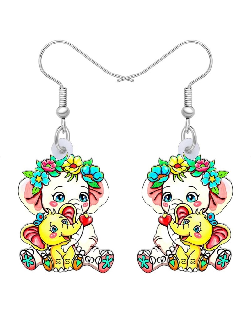 Cute Elephant Earrings Dangle Acrylic Hypoallergenic Hook Jewelry Creative Gifts for Women Girls Charms Holiday Decorations W...