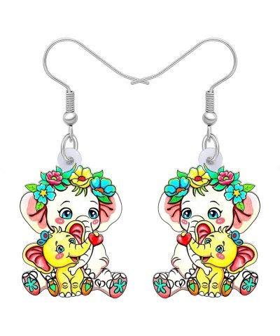 Cute Elephant Earrings Dangle Acrylic Hypoallergenic Hook Jewelry Creative Gifts for Women Girls Charms Holiday Decorations W...