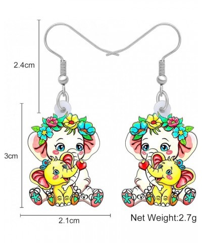 Cute Elephant Earrings Dangle Acrylic Hypoallergenic Hook Jewelry Creative Gifts for Women Girls Charms Holiday Decorations W...