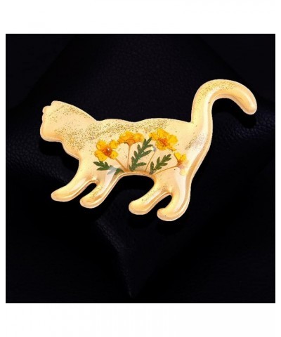 Enamel Flower Cat Brooch Pin for Women Girls Gold Plated Fashion Animal Kitten Pet Brooches Lapel Pins Cute Dress Accessories...