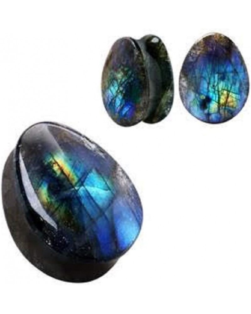 Natural Labradorite Double Flare Teardrop Plug WildKlass Plug 3/4 $17.97 Body Jewelry