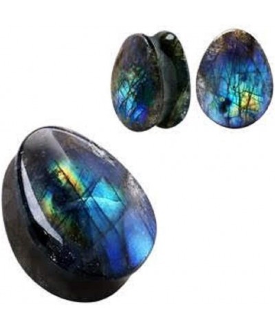 Natural Labradorite Double Flare Teardrop Plug WildKlass Plug 3/4 $17.97 Body Jewelry