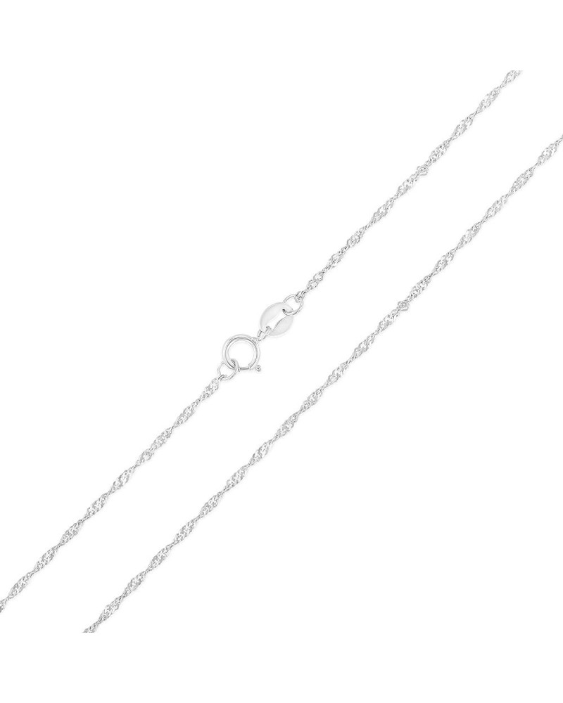 Solid 14K Gold 1.2mm Singapore Chain Necklace with Spring Ring Clasp in Yellow, White and Tri Color 16.0 Inches White Gold $4...