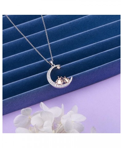 Ladybug/Monkey Necklace For Women Girls Star Moon Necklaces Animal Pendant Jewelry Best Moon Lovers Birthday Gifts Ladybug $1...