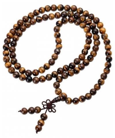 Tibetan 6mm 8mm 108 Natural Tiger Eye Gemstone Beads Prayer Mala Bracelet Necklace 8mm Beads $11.00 Necklaces