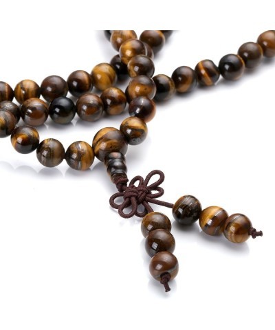 Tibetan 6mm 8mm 108 Natural Tiger Eye Gemstone Beads Prayer Mala Bracelet Necklace 8mm Beads $11.00 Necklaces