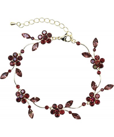 Gorgeous Rhinestone Crystal Floral Necklace Earrings Set Burgundy / gold plated / Matching Bracelet $23.43 Jewelry Sets