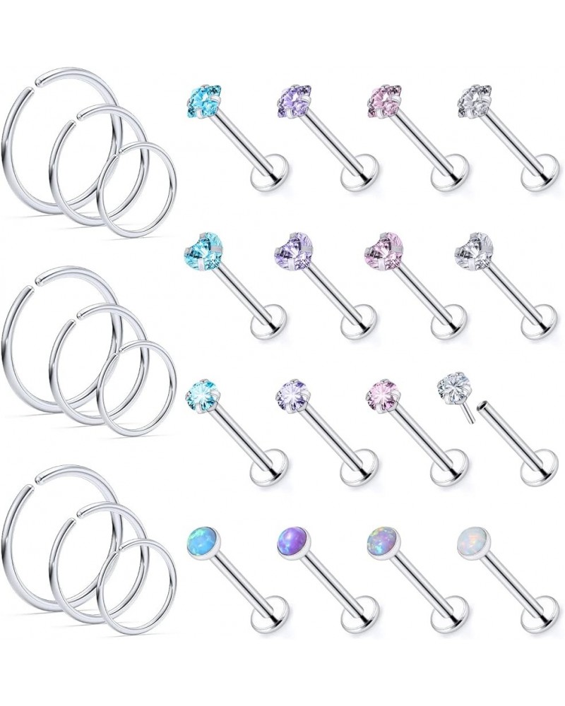 18G 20G Threadless Push in Nose Rings for Women 316L Surgical Stainless Steel L Shaped Nose Studs Screw Bone Nose Rings Pierc...