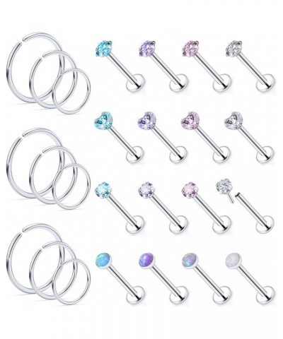 18G 20G Threadless Push in Nose Rings for Women 316L Surgical Stainless Steel L Shaped Nose Studs Screw Bone Nose Rings Pierc...