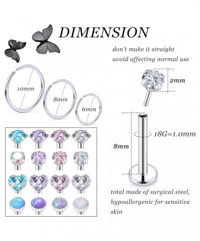 18G 20G Threadless Push in Nose Rings for Women 316L Surgical Stainless Steel L Shaped Nose Studs Screw Bone Nose Rings Pierc...