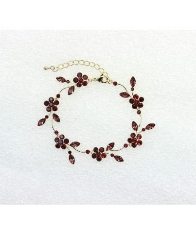 Gorgeous Rhinestone Crystal Floral Necklace Earrings Set Burgundy / gold plated / Matching Bracelet $23.43 Jewelry Sets