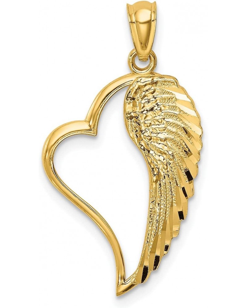 14k Yellow Gold Polished Heart and Wing Pendant $47.36 Necklaces