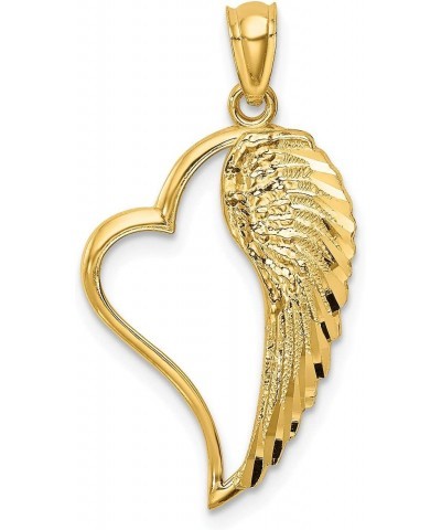 14k Yellow Gold Polished Heart and Wing Pendant $47.36 Necklaces