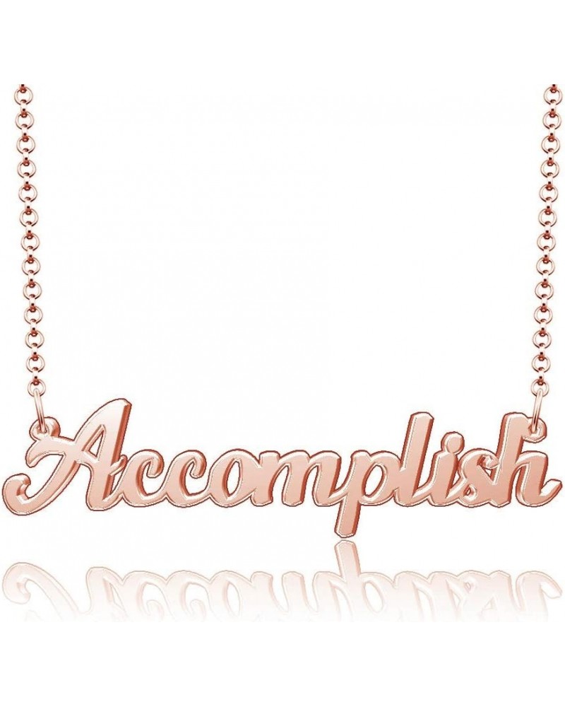 18k Gold Plated Meaningful Personalized Everyday Custom Name Plate Word Necklace Accomplish $9.17 Necklaces