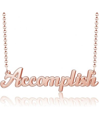 18k Gold Plated Meaningful Personalized Everyday Custom Name Plate Word Necklace Accomplish $9.17 Necklaces