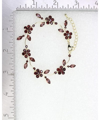 Gorgeous Rhinestone Crystal Floral Necklace Earrings Set Burgundy / gold plated / Matching Bracelet $23.43 Jewelry Sets