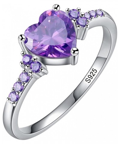 Women Heart Shaped Purple Zircon Ring Bride Wedding Band Engagement Ring Party Jewelry (Purple, 7) Purple,Turquoise 8 $6.06 R...