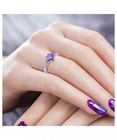 Women Heart Shaped Purple Zircon Ring Bride Wedding Band Engagement Ring Party Jewelry (Purple, 7) Purple,Turquoise 8 $6.06 R...