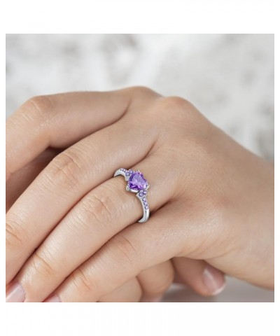 Women Heart Shaped Purple Zircon Ring Bride Wedding Band Engagement Ring Party Jewelry (Purple, 7) Purple,Turquoise 8 $6.06 R...