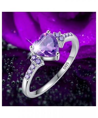 Women Heart Shaped Purple Zircon Ring Bride Wedding Band Engagement Ring Party Jewelry (Purple, 7) Purple,Turquoise 8 $6.06 R...