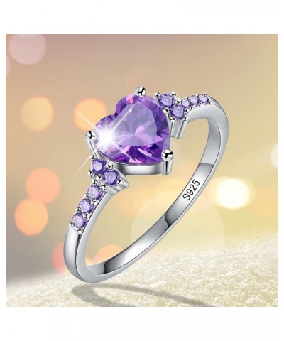 Women Heart Shaped Purple Zircon Ring Bride Wedding Band Engagement Ring Party Jewelry (Purple, 7) Purple,Turquoise 8 $6.06 R...