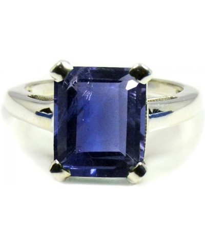 Choose Your Color Natural Gemstone Silver Promise Rings Birthstone Emerald Cut Handamde Size 5-12 natural-iolite $19.80 Rings