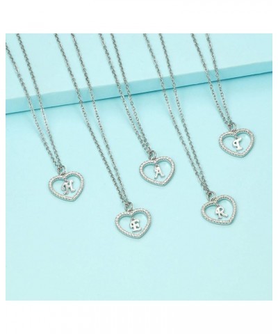 Initial Heart Necklace for Women CZ Heart Letter A-Z Name Alphabet Pendant Necklace Valentine's Day gift Sliver Plated B $9.3...