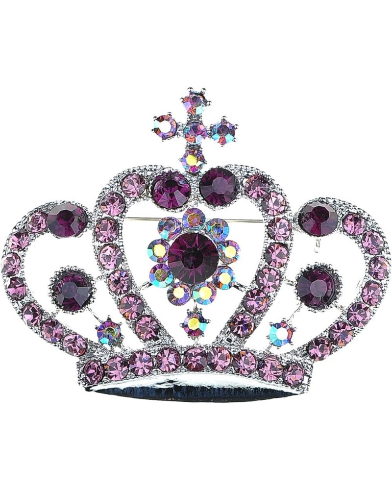 Amethyst Purple Multi-Colored Crystal Rhinestone Royal Princess Queen Crown Brooch Pin Purple $11.69 Brooches & Pins